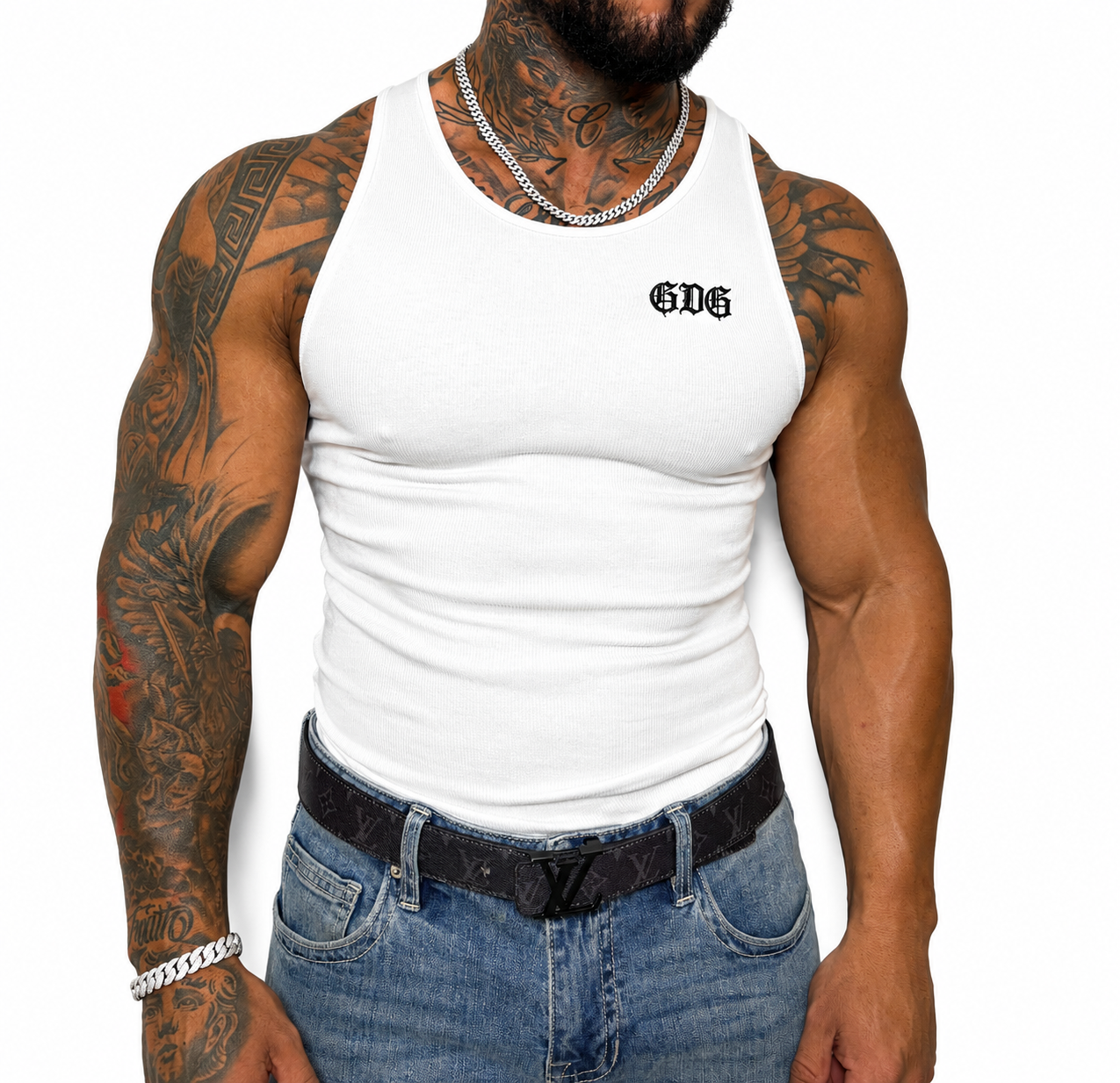 GDG Embroidered Tank – White